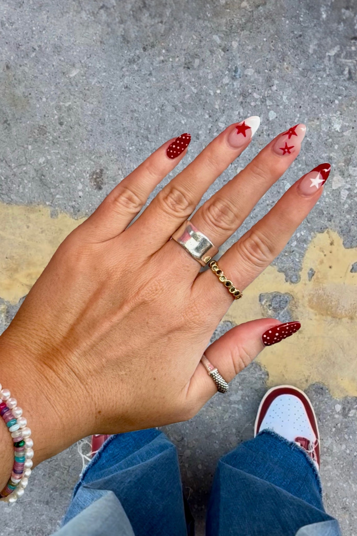 polka dot + star French tip nails ♥️

rings tagged, beaded bracelets made by me 

red nail designs | fall nails | favorite rings | #manicure



#LTKStyleTip #LTKSaleAlert #LTKBeauty