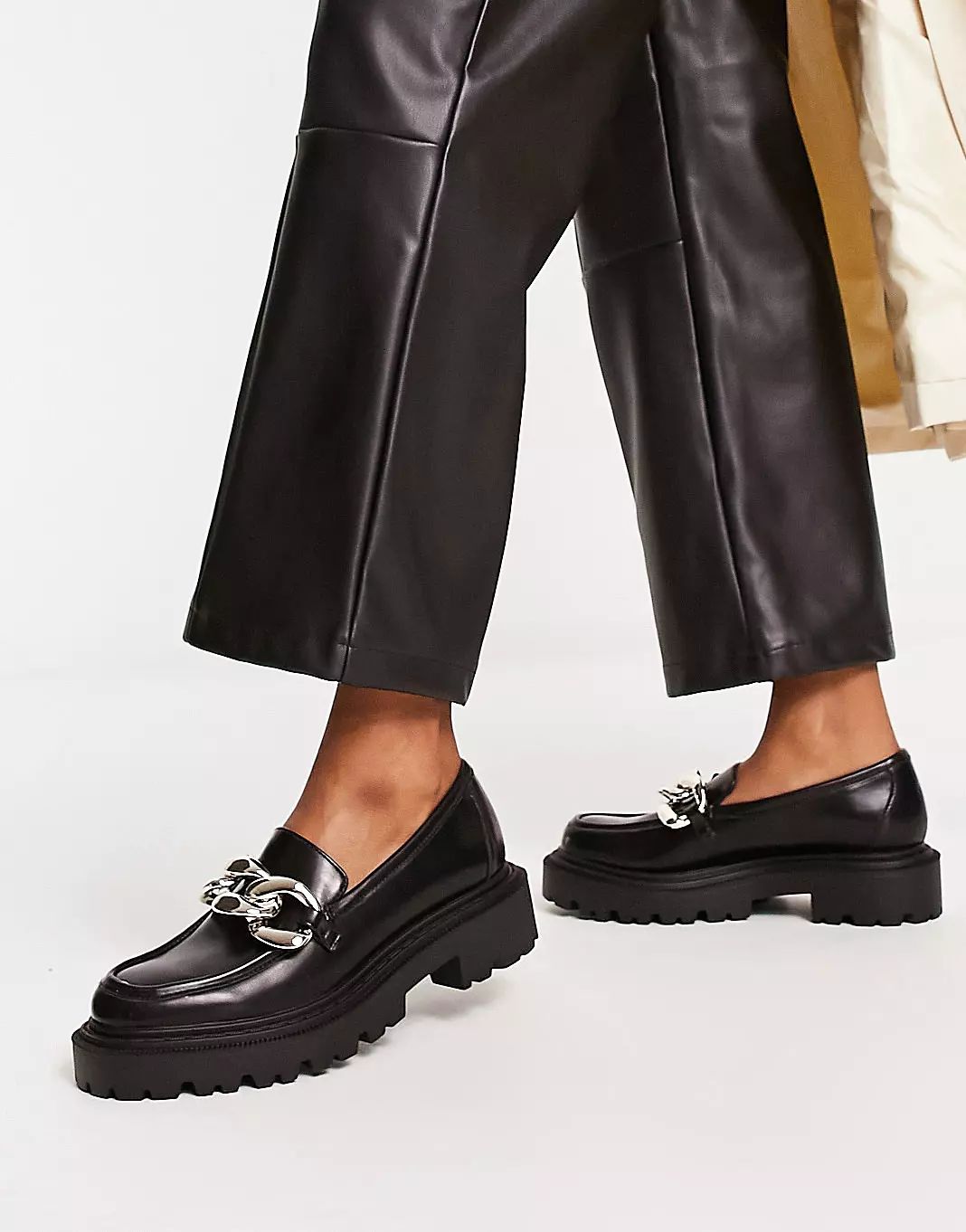 Stradivarius loafer with chain detail in black | ASOS (Global)