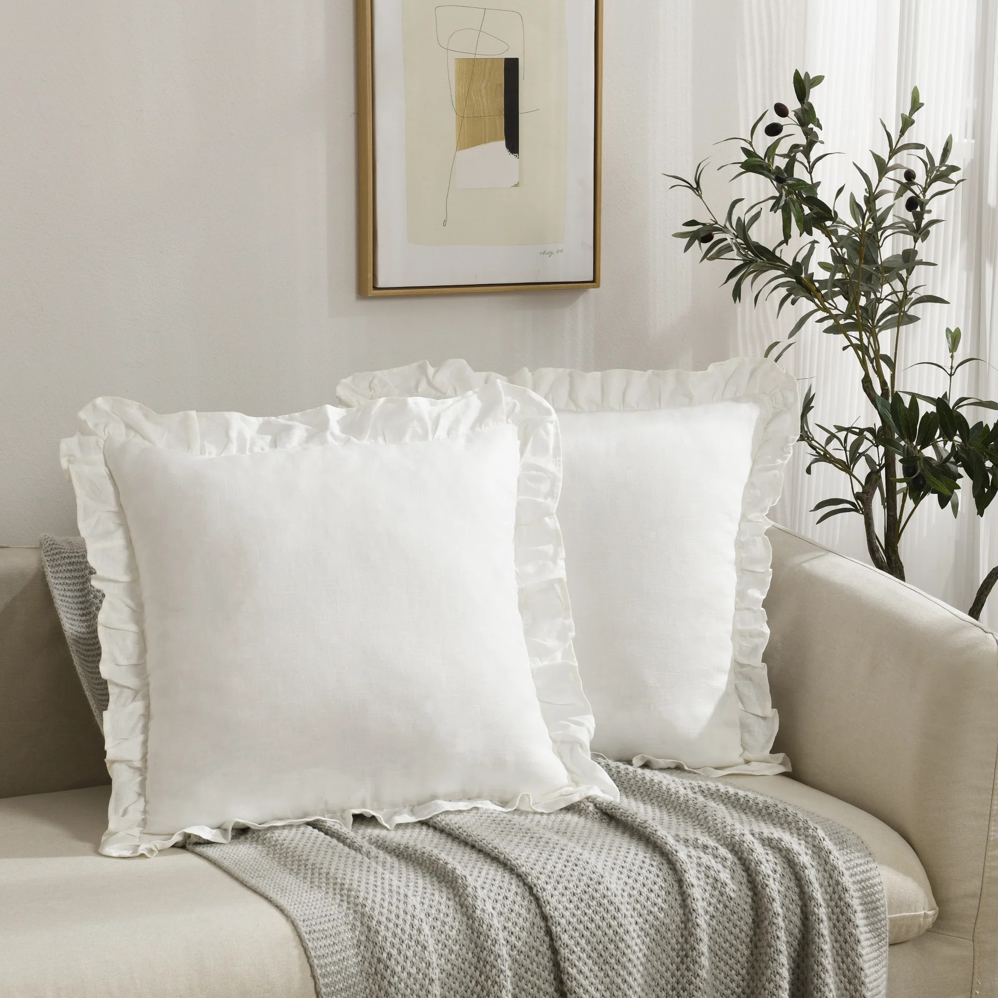 NordECO HOME Linen Pleated Ruffled Romantic Fringes Pillow Covers & Reviews | Wayfair | Wayfair North America