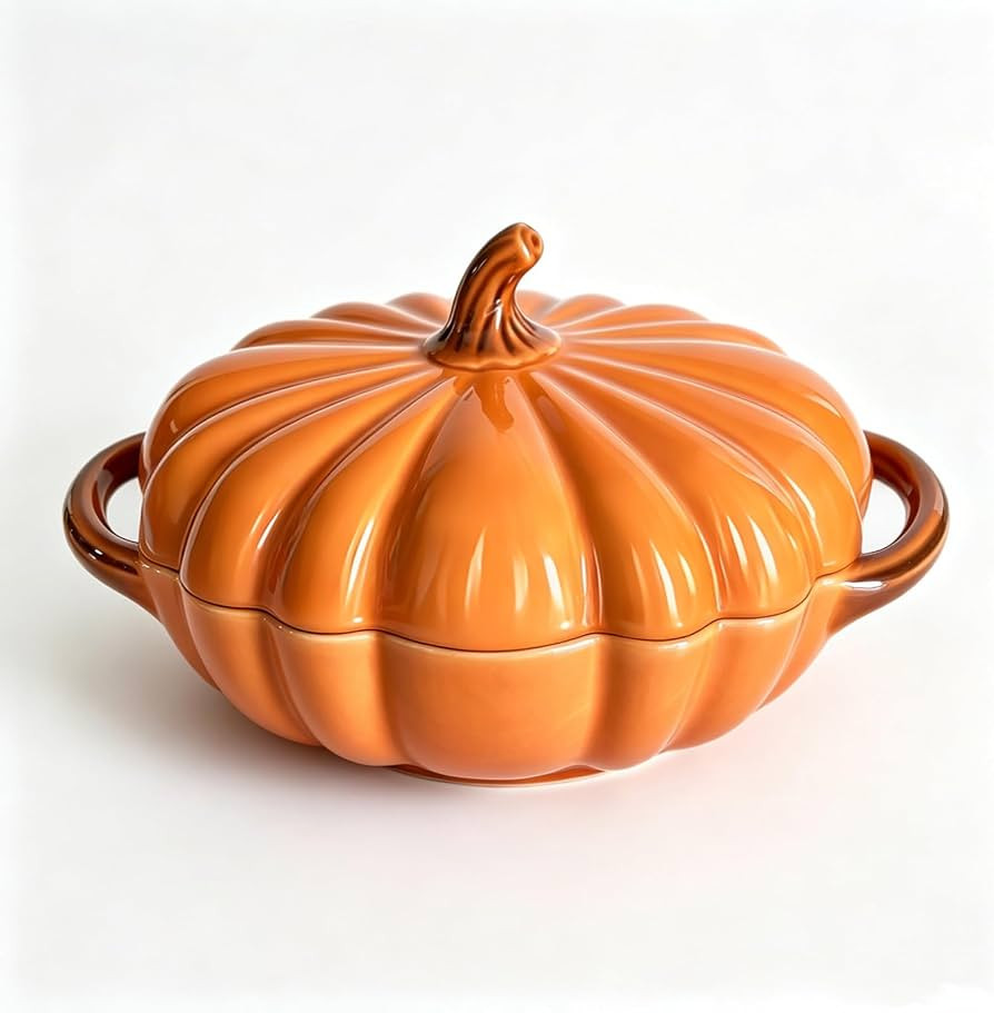 Pumpkin Casserole Dish with Lid, Orange, Oven Safe,8.3" x 2.4" | Amazon (US)