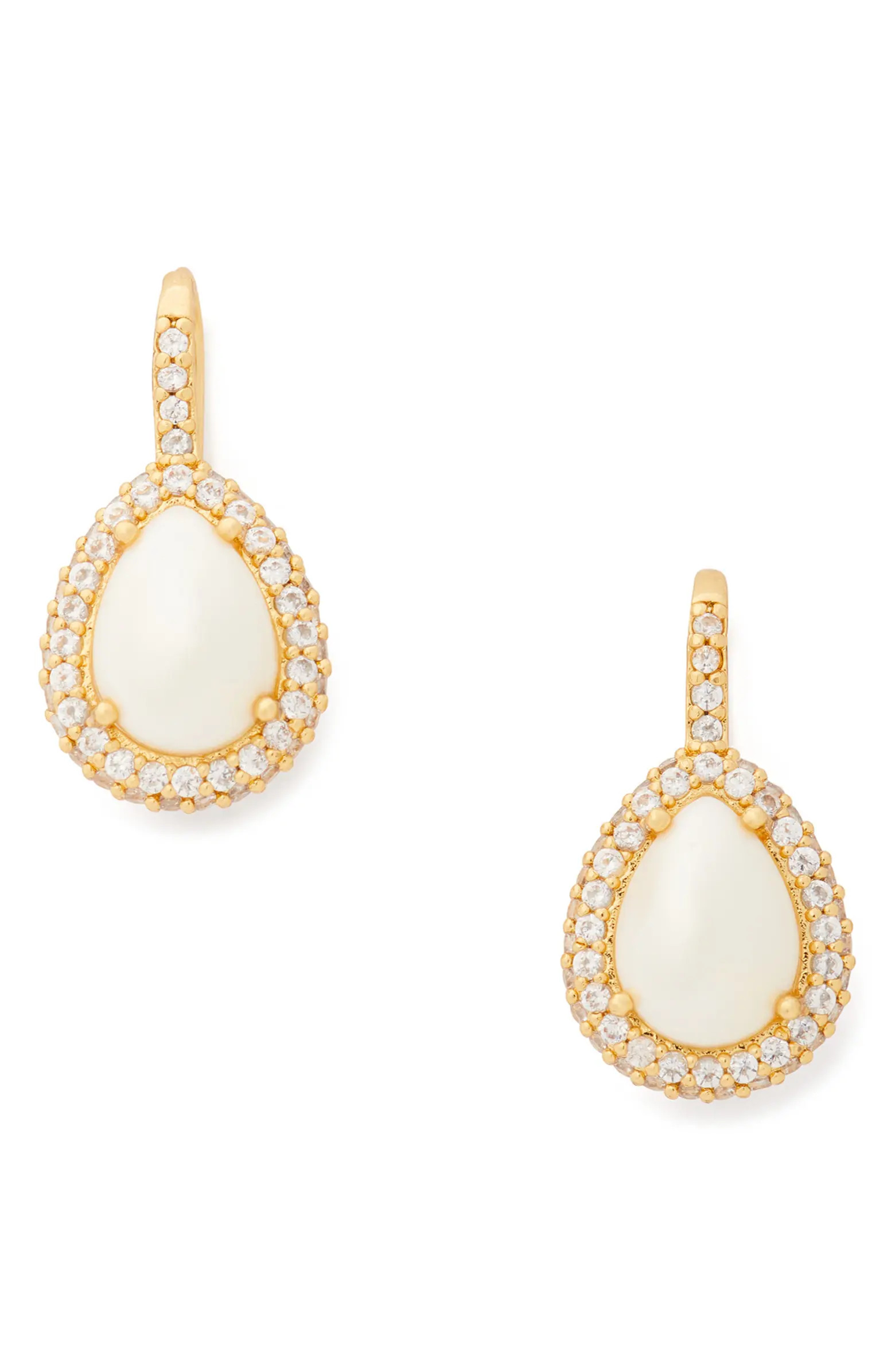 imitation pearl pavé halo drop earrings | Nordstrom