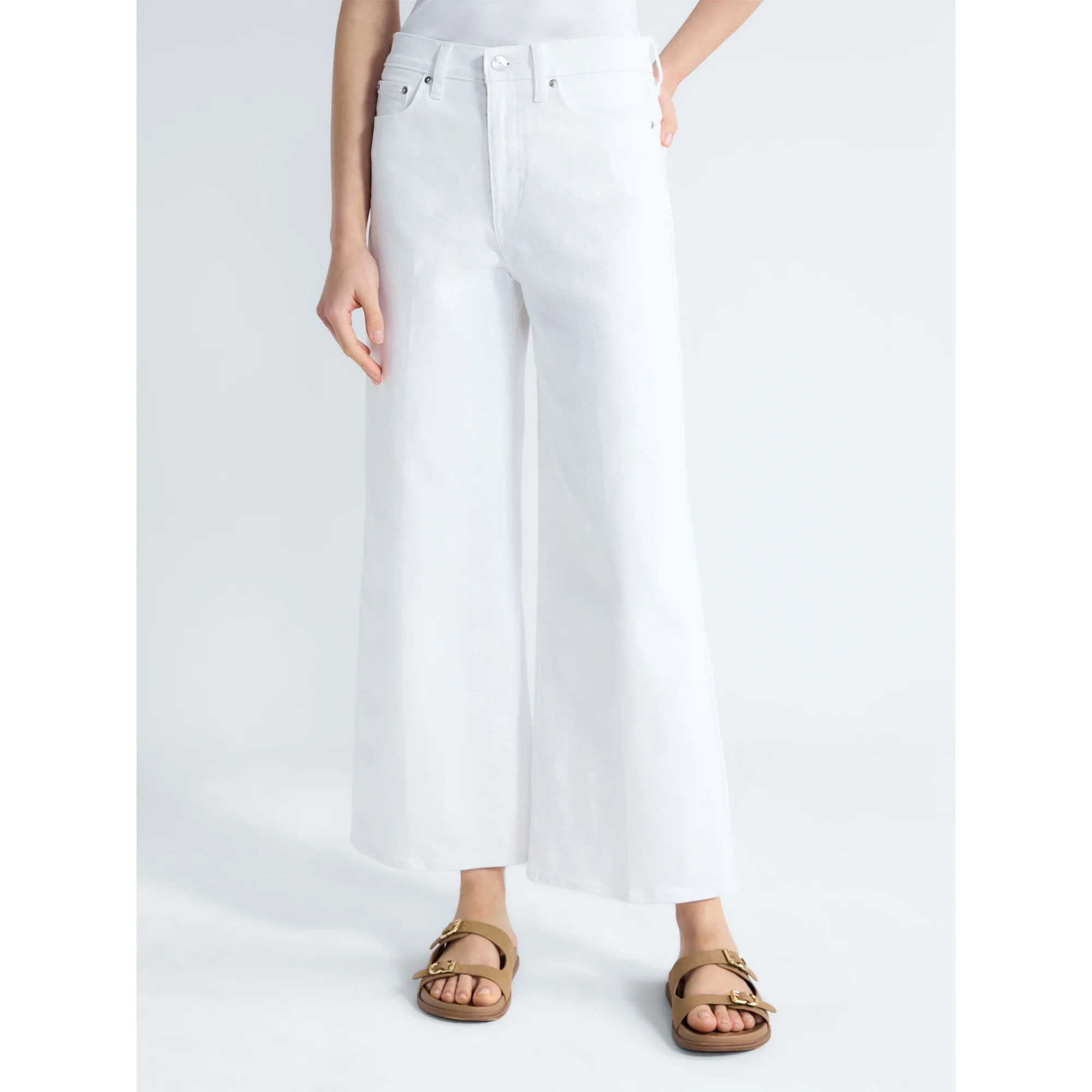 Free Assembly Women's and Women's Plus High Rise Cropped Wide Leg Jeans, Sizes 0-22W | Walmart (US)