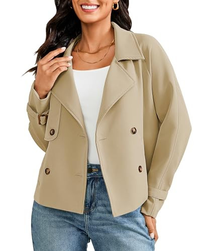 LookbookStore Women's Spring Jacket Womens Spring Jackets Women Jacket Winter Oversized Trench Coats for Women Fall Jackets for Woman Khaki Large Fits US Size 12 to 14 | Amazon (US)