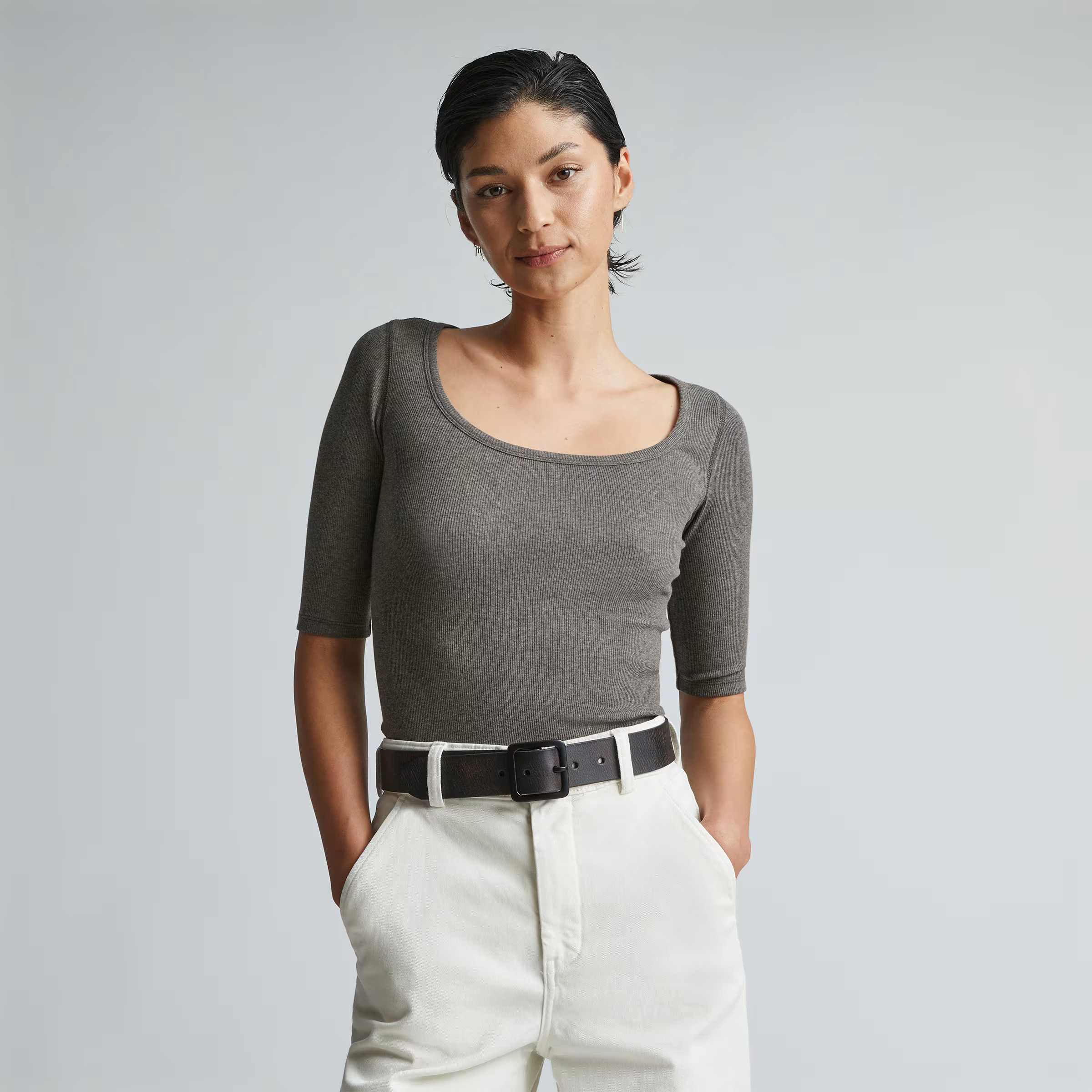 The Luxe Rib Scoop-Neck Tee | Everlane