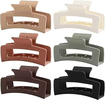 6 Pack Square Claw Clips, Hair Claw Clips for Women Girls, 3.5" Medium Non-slip Hair Clips, Recta... | Amazon (US)