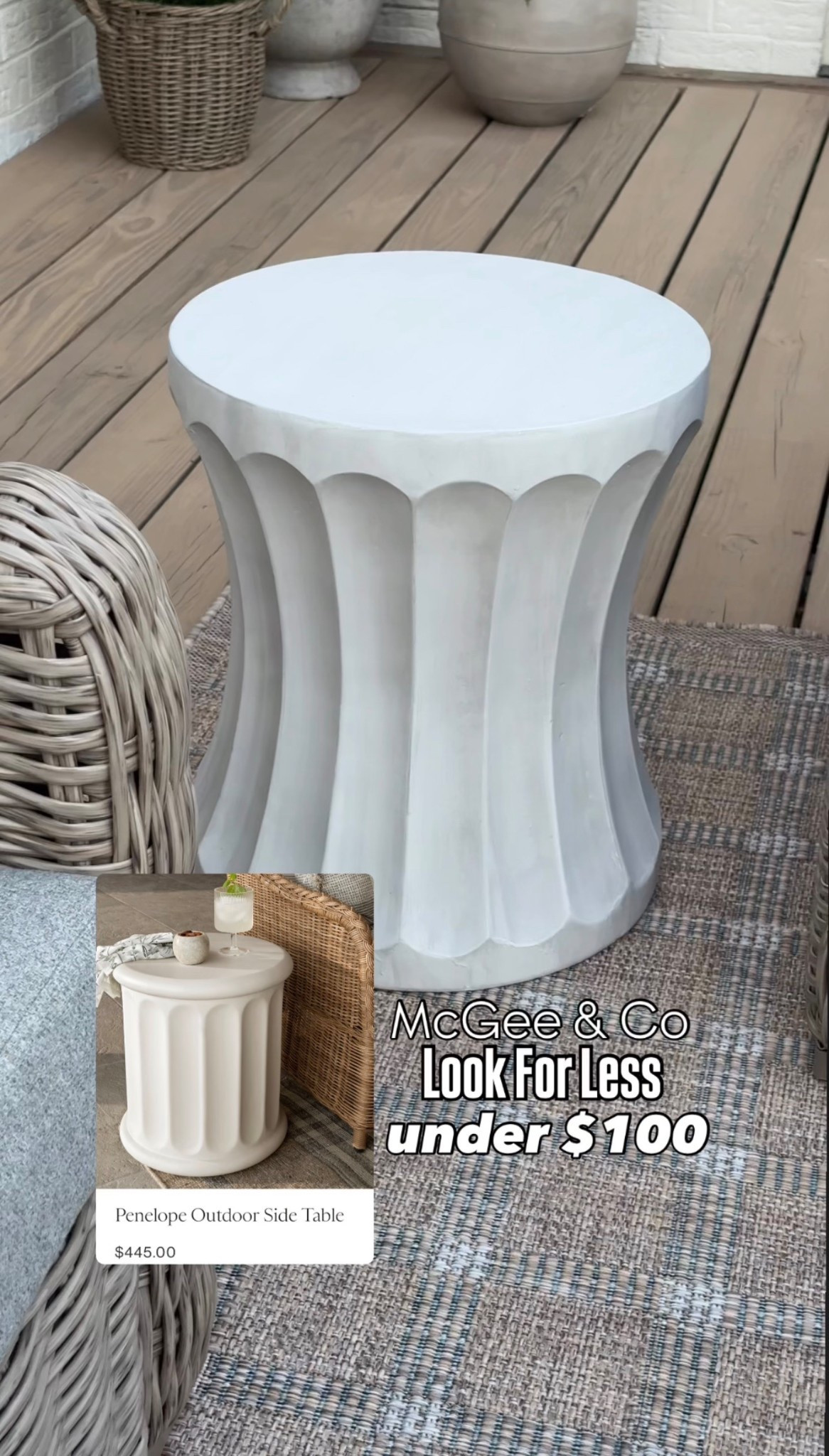 McGee & Co Look For Less | outdoor table | end table | side table | cement table | fluted table | outdoor decor | under $100

#LTKSaleAlert #LTKHome #LTKSeasonal