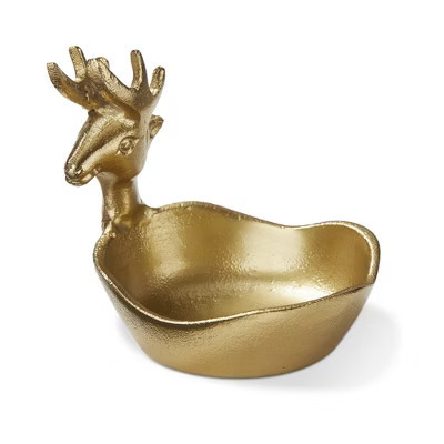 tag Antique Gold Reindeer Bowl Decorative Animal Figurine Serving Bowl for Christmas 3.5 in H x 4 in L x 4 in W | Target