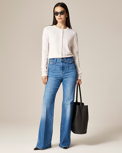 Petite vintage flare jean with flap pockets | J. Crew US