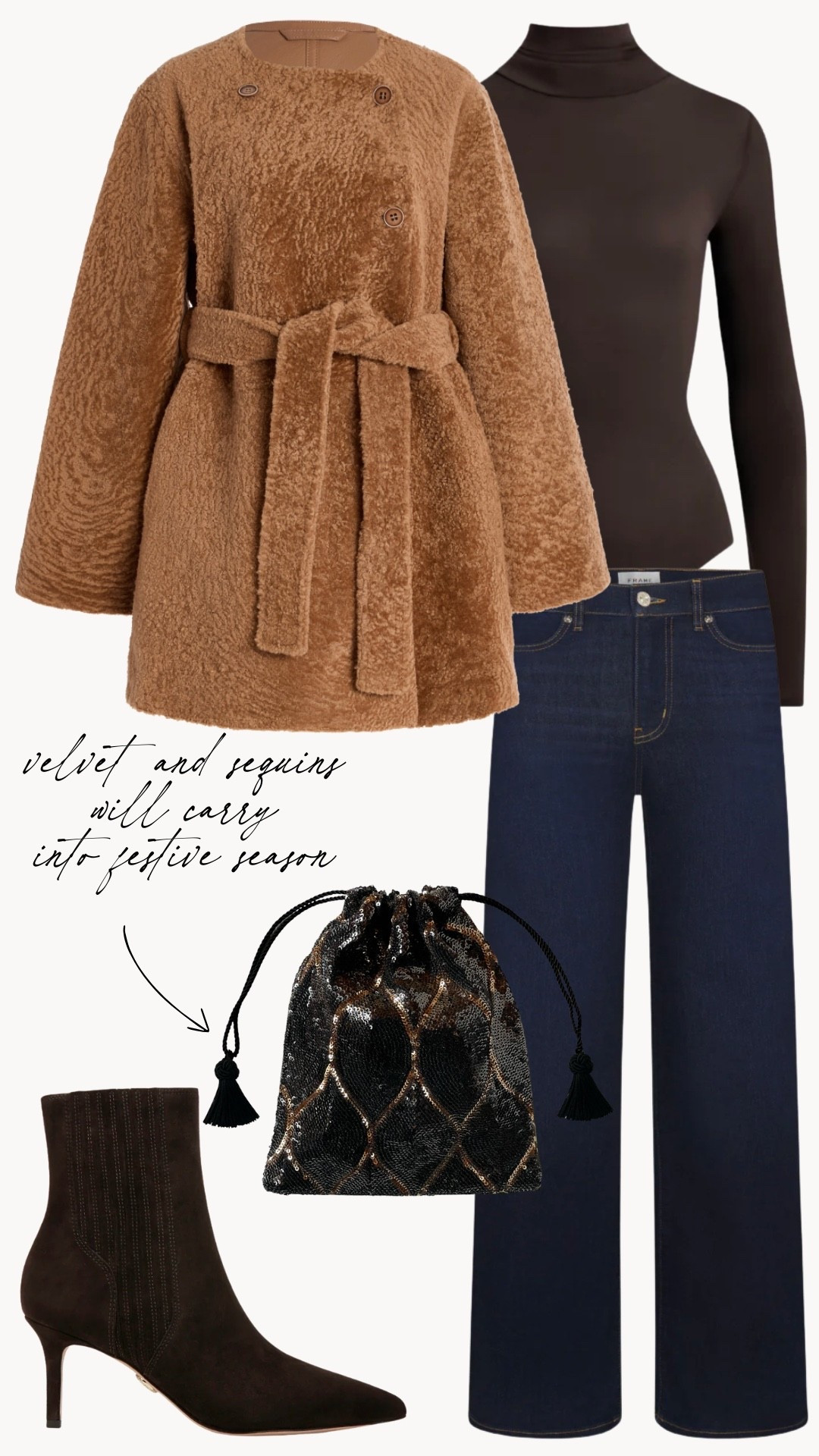 November Lookbook 🤎 Elevated shearling for charity events, girls night, date night, or early holiday get togethers

shearling coat, winter coat, wrap coat, winter night out, dressy jeans, office holiday party, office party look, sequin clutch, heeled booties

#LTKSeasonal #LTKHoliday