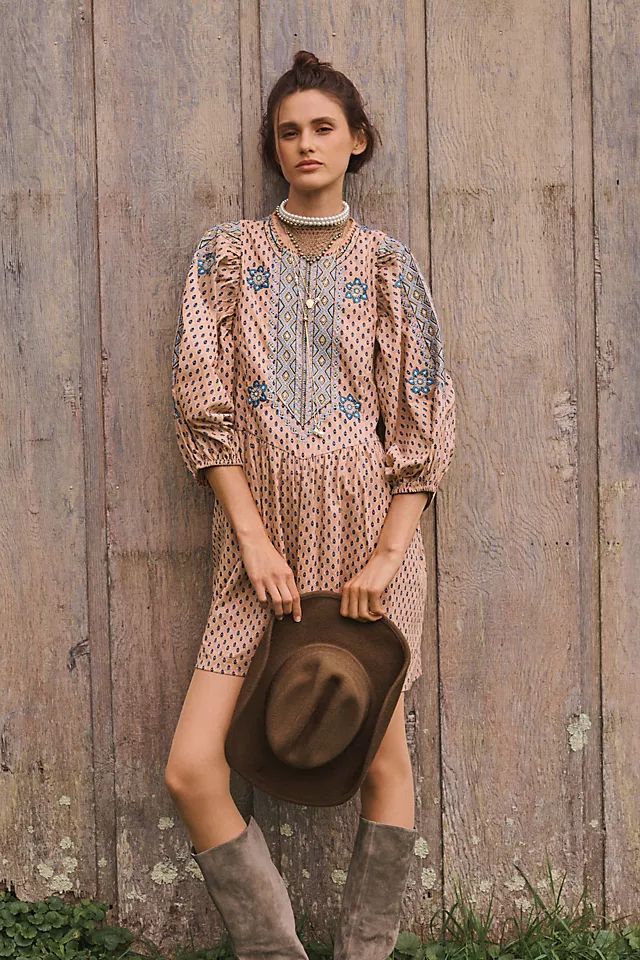 By Anthropologie Embroidered Tunic Mini Dress | Anthropologie (US)