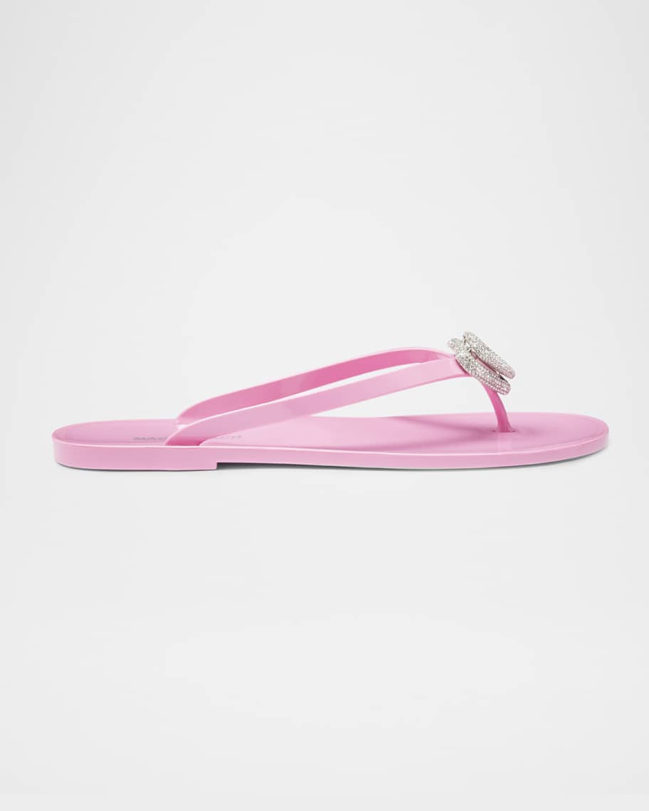 MACH & MACH Double Heart Rubber Thong Sandals | Neiman Marcus