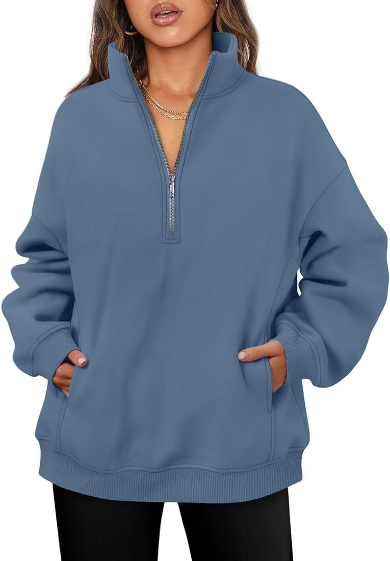 Trendy Queen Half Zip Pullover Womens Oversized Hoodies Quarter Zip Sweatshirts 2023 Fall Outfits... | Amazon (US)