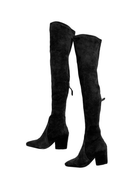 'Ellis' Black Classic Over The Knee Suede Leather Boots | Goodnight Macaroon