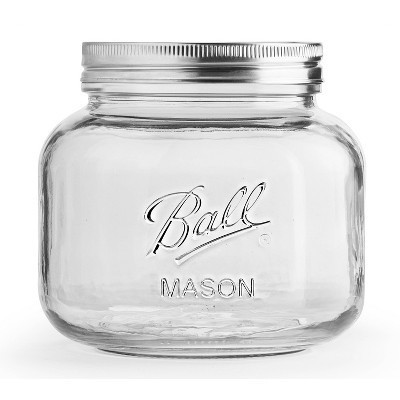 Ball 64oz Glass Half Gallon Storage Jar Clear: Dishwasher-Safe, Wide Neck, 6" Height, 2.5 lbs | Target