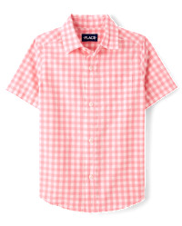 Boys Dad And Me Gingham Poplin Button Up Shirt - pink | The Children's Place