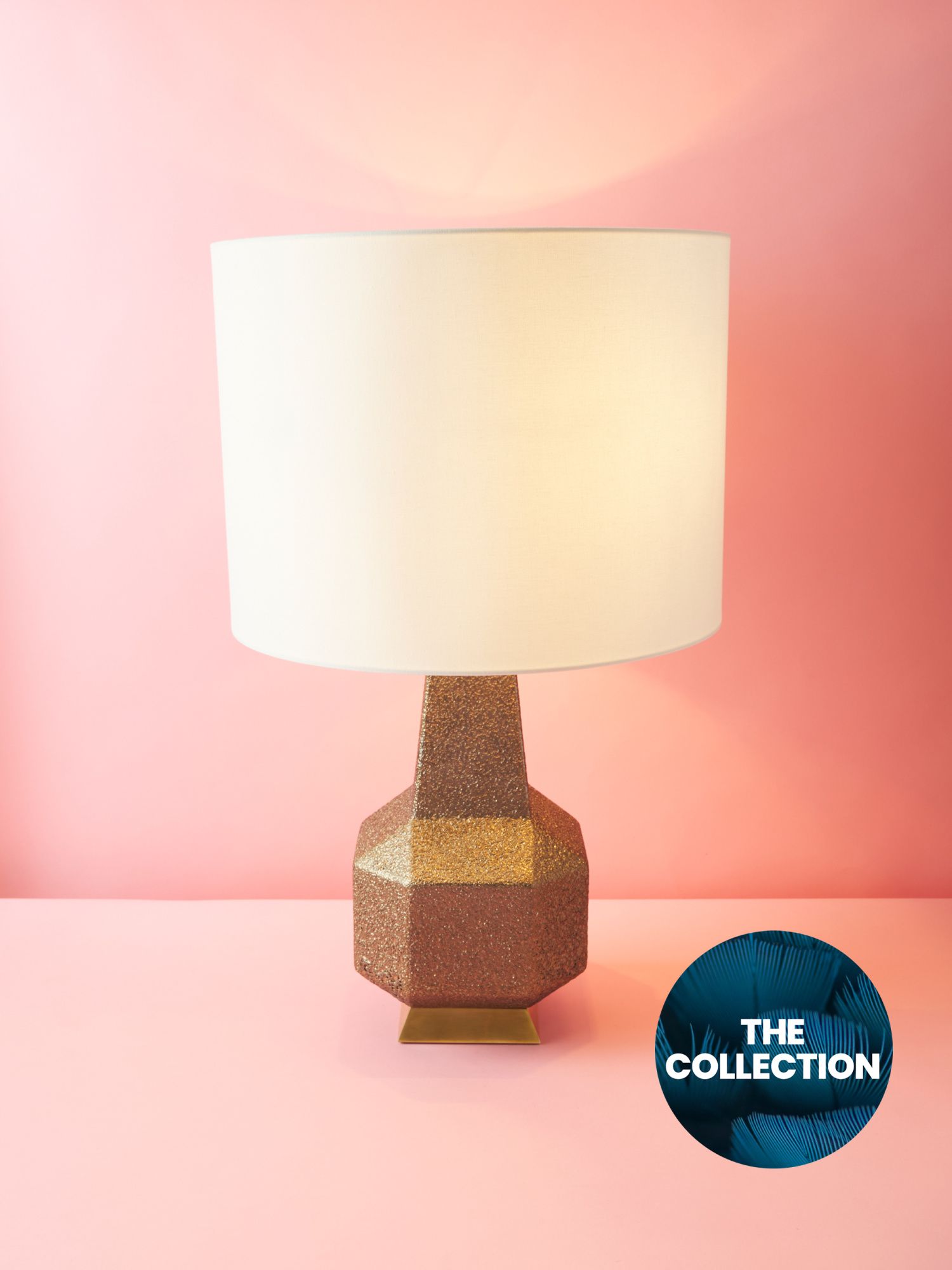 30in Ceramic Geometric Table Lamp With Linen Shade | Lighting | HomeGoods | HomeGoods