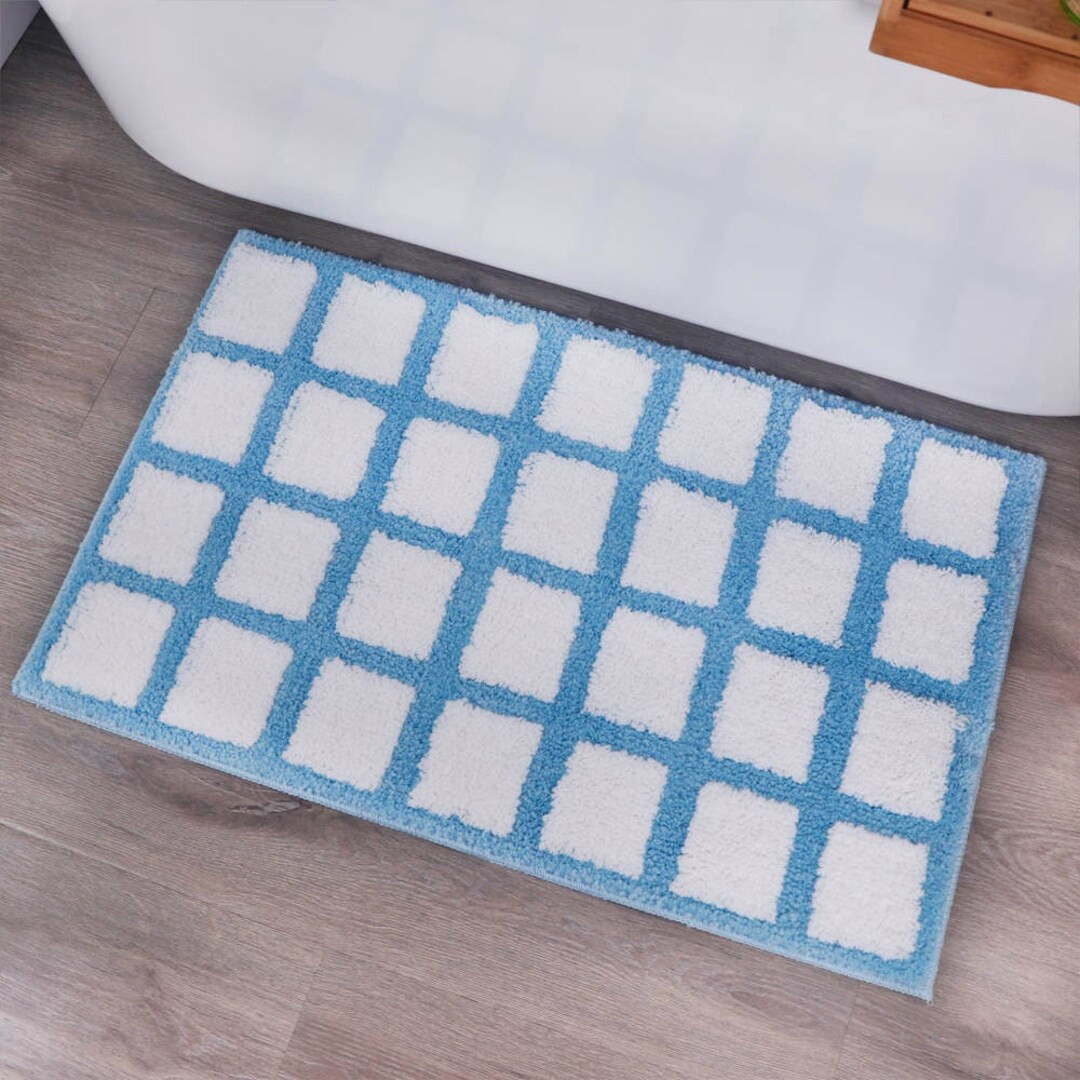 Modminzen Grid Design Bath Mat for Bathroom Modern Shower Mat, Non Slip, Tufted, Microfiber, Fade... | Etsy (US)
