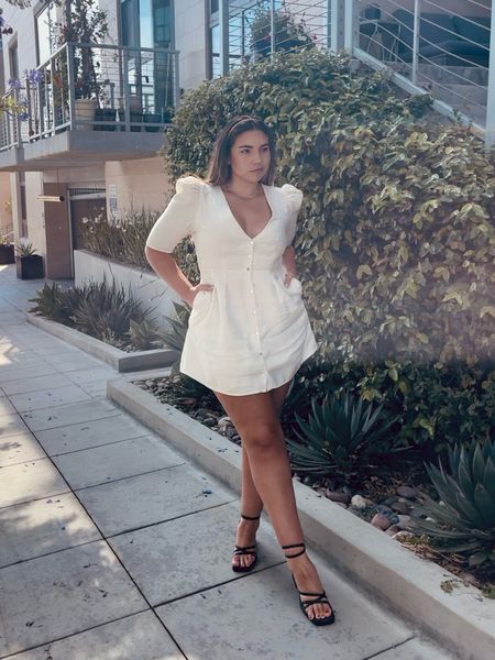 White button up mini summer dress perfect for brunch! I linked a few similar, including from the same brand, as this one is years old and sold out. The chunky heel wrap sandals are some comfy and go with everything. They are true to size 

#LTKshoecrush #LTKunder100 #LTKtravel