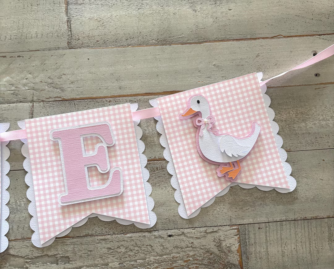 Silly goose ONE banner, 1st birthday banner, high chair banner, photo prop banner. Pink and white... | Etsy (US)