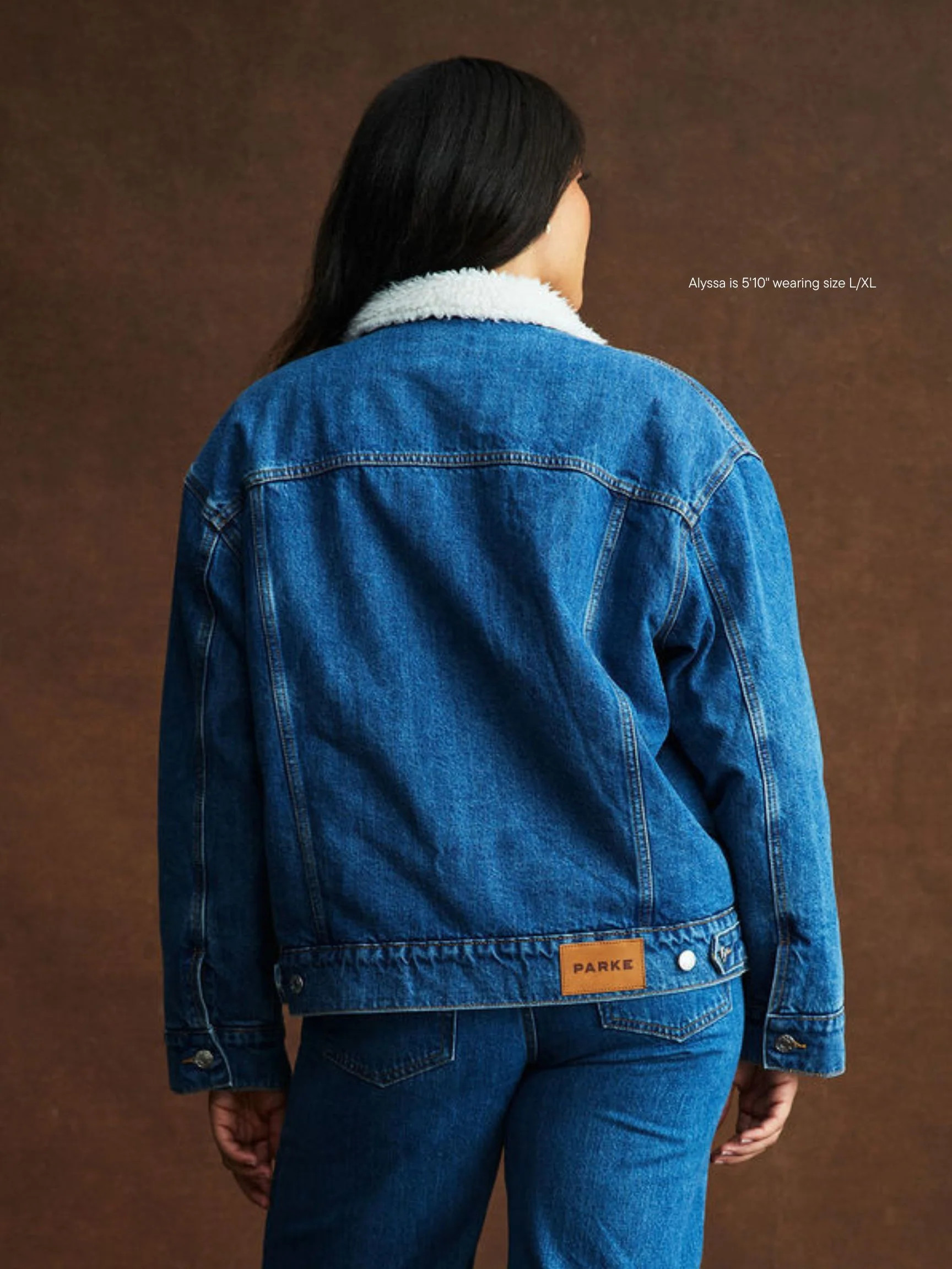 Oversized Sherpa Lined Denim Jacket | Parke