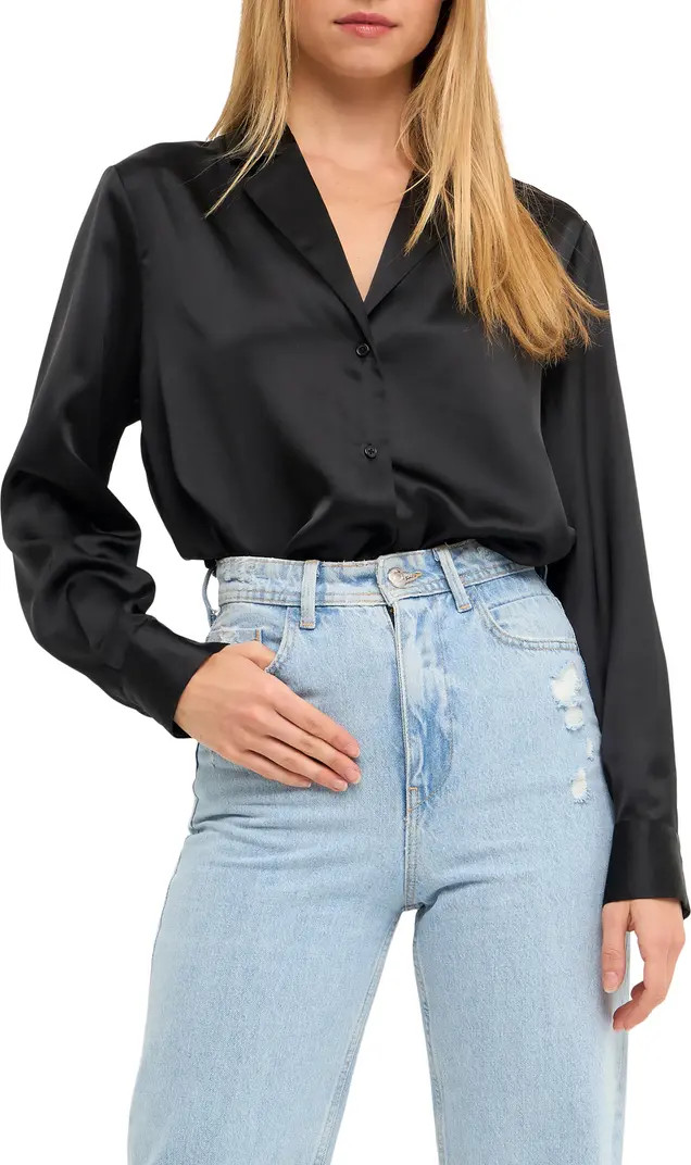 Satin Button-Up Blouse | Nordstrom