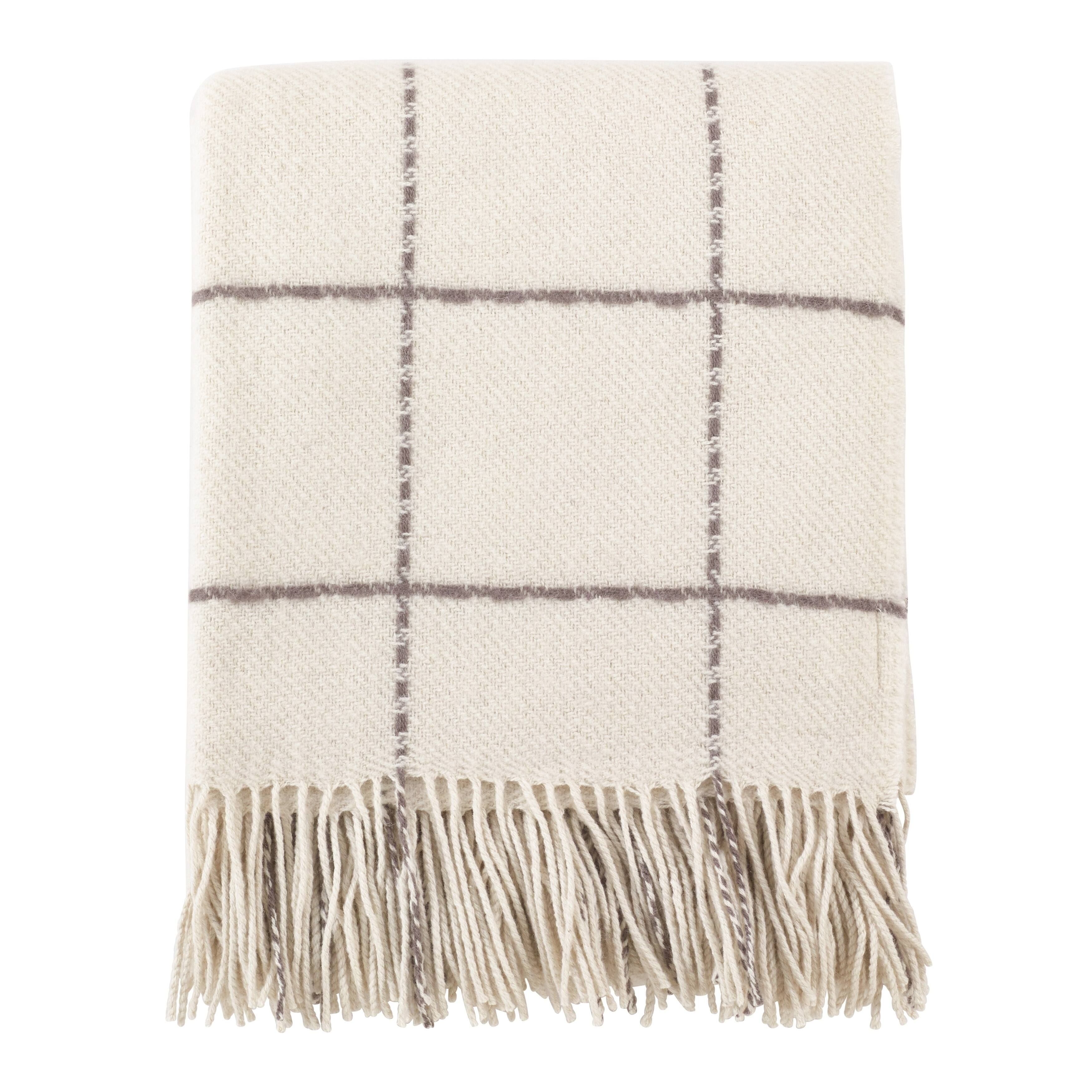 Windowpane Tasseled Wool Blend Throw Blanket | Bed Bath & Beyond