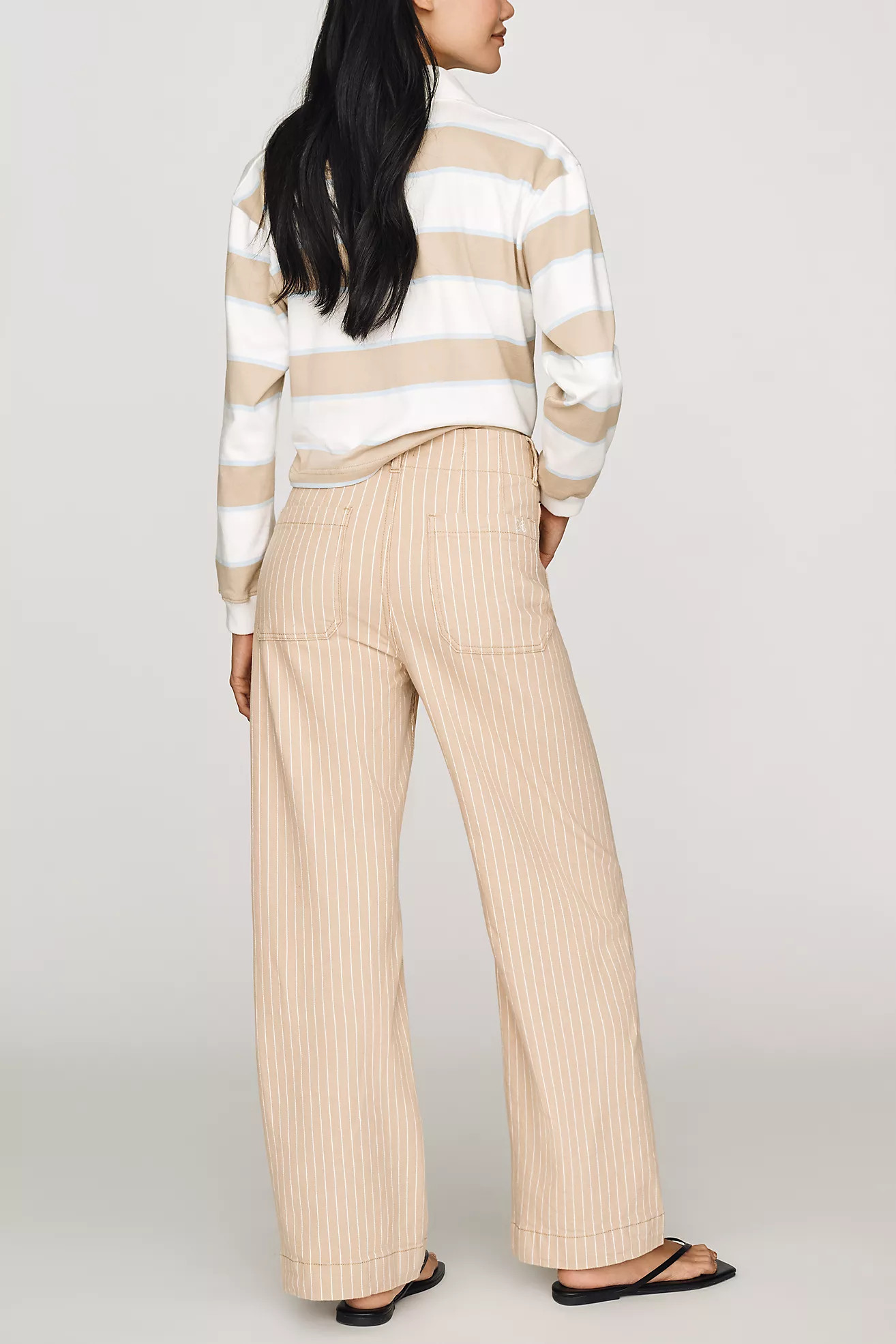 Maeve Colette Striped High-Rise Wide-Leg Full-Length Pants | Anthropologie (US)