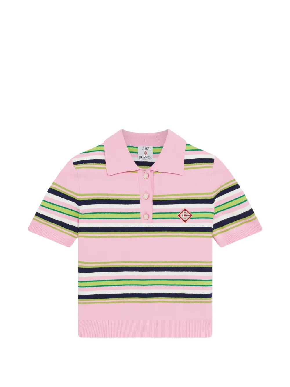 Casablanca Striped Polo Shirt | Pink | FARFETCH | Farfetch Global