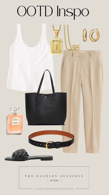 Tan Trouser | Satin Cami | Sandals | 

#LTKstyletip #LTKunder100