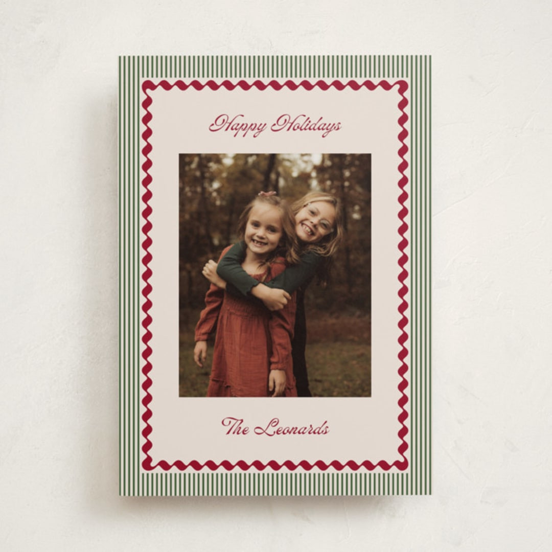 "Vintage Border" - Customizable Holiday Photo Cards in Green by Kelly Schmidt. | Minted