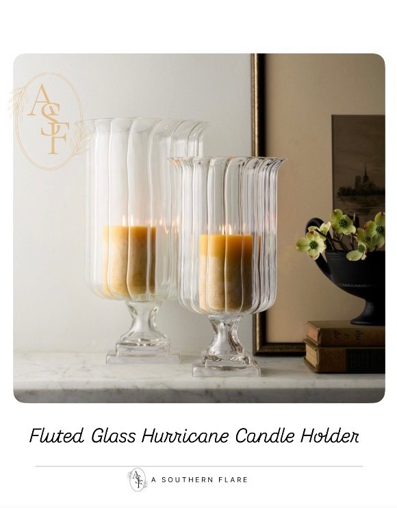 Fluted Glass Hurricane Candle Holder / Home Drcor