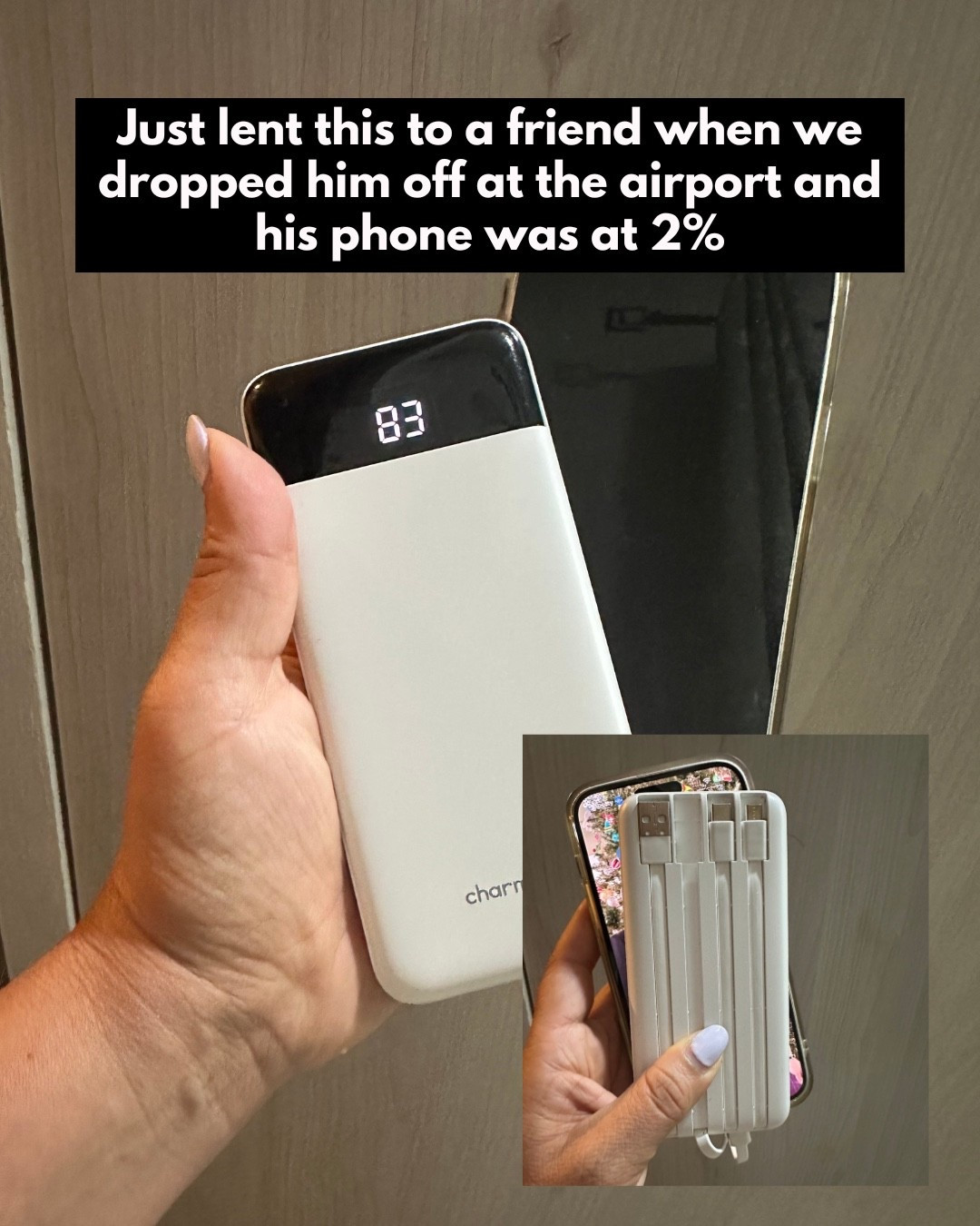 Just lent this to a friend when we dropped him off at the airport and his phone was at 2%

#LTKTravel #LTKFindsUnder50