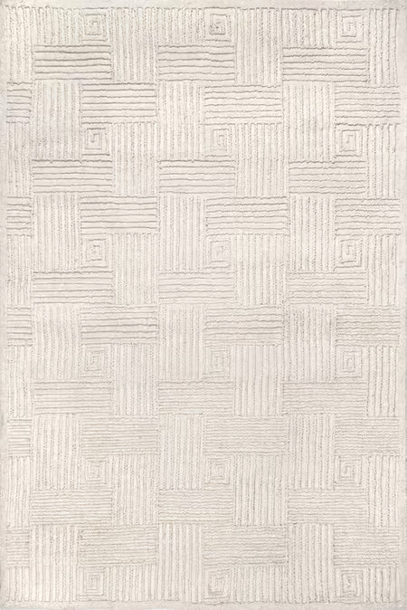 Ivory Hadley Textured Stripes 4' x 6' Area Rug | Rugs USA