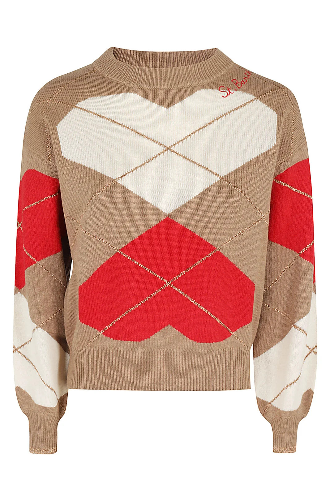 Mc2 Saint Barth Heart Intarsia-Knit Checked Jumper | Cettire Global