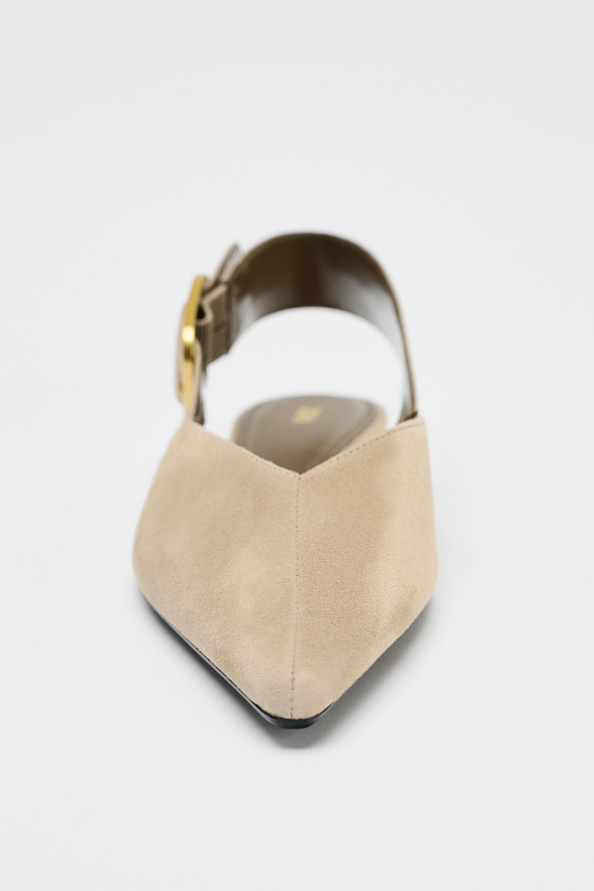 SPLIT LEATHER BUCKLE SLINGBACKS | Zara US