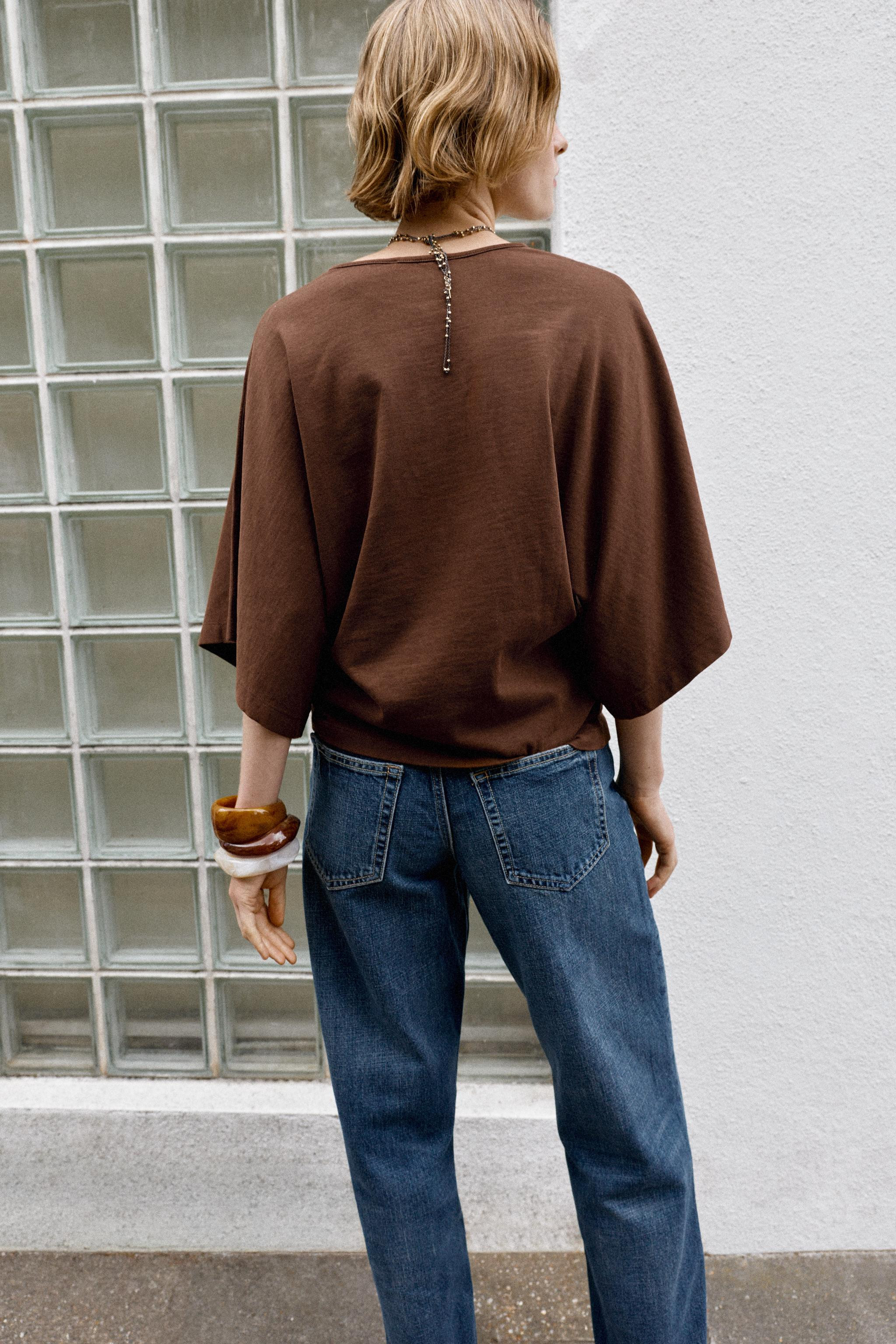 REGULAR FIT - HENLEY NECK - REGULAR LENGTH - ELBOW-LENGTH SLEEVEST-shirt made from cotton yarn. H... | Zara US