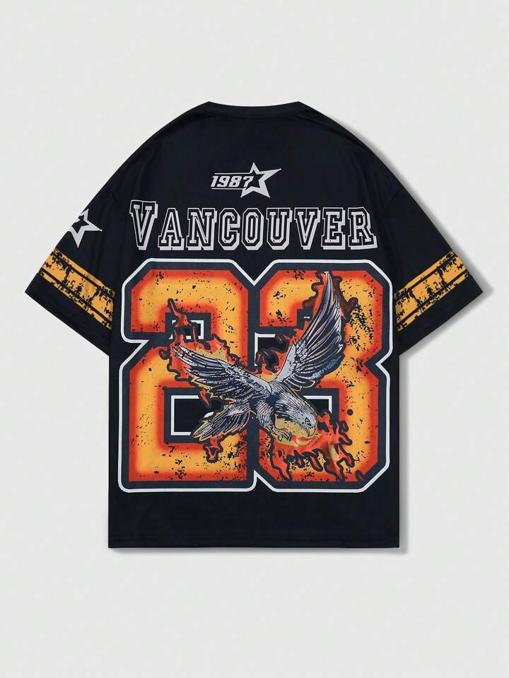 ROMWE Street Life Men's Number 23 Icon Printed Short Sleeve Athletic T-Shirt, Street Style Vintag... | SHEIN