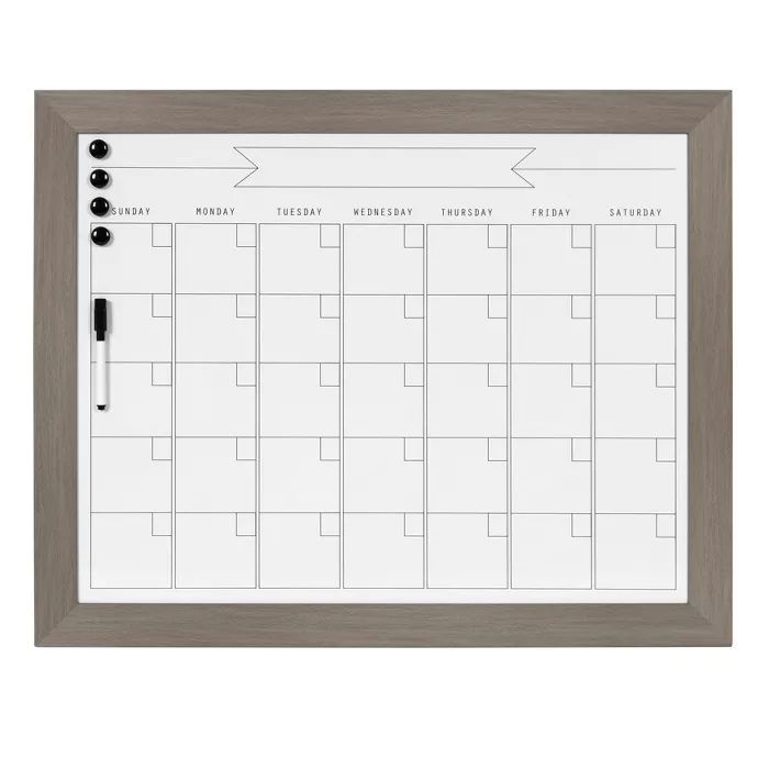 23" x 29" Beatrice Framed Magnetic Dry Erase Monthly Calendar Gray - DesignOvation | Target