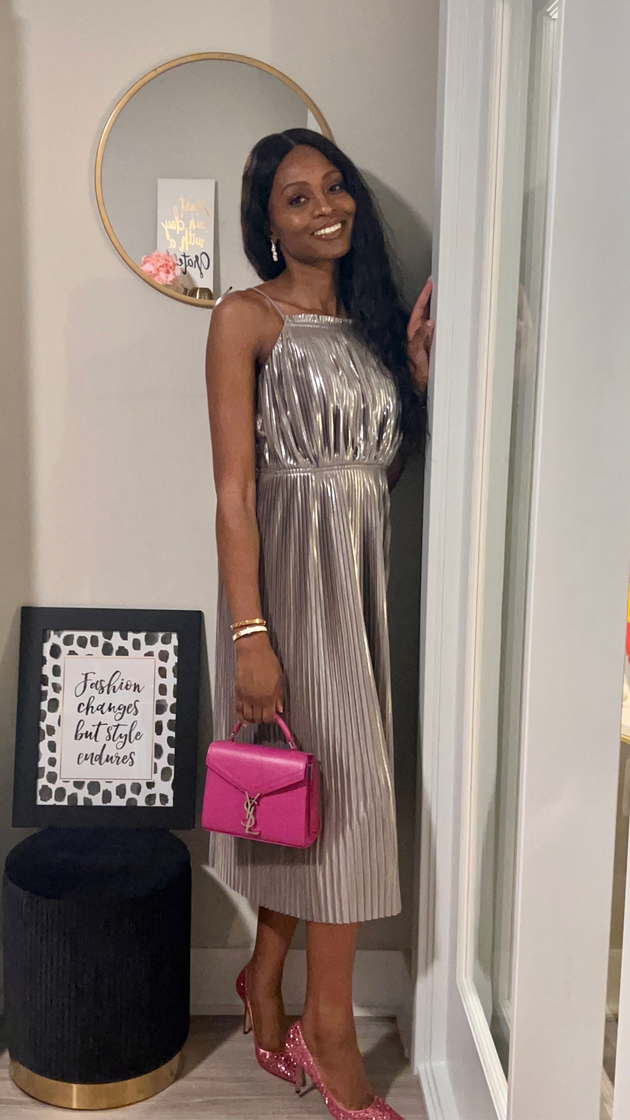 ted baker silver pleated dress thevividstyling on LTK