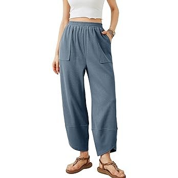 Xiaoxuemeng Womens Baggy Wide Leg Pants Casual Elastic Waisted Palazzo Harem Pants with Pockets | Amazon (US)