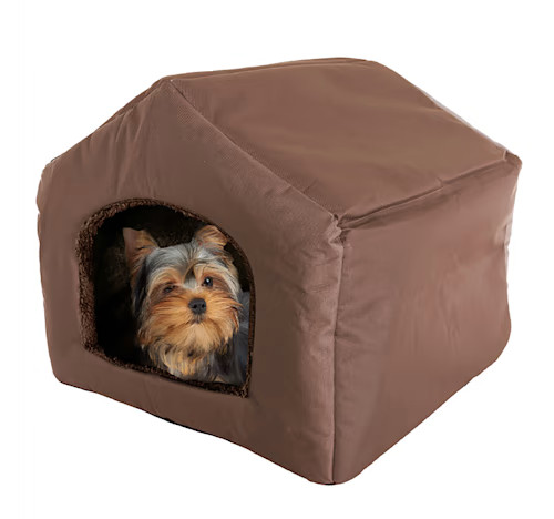 Pet Adobe Cozy Cottage House-Shaped Pet Bed, 19" L X 18.5" W X 17" H, Brown | Petco