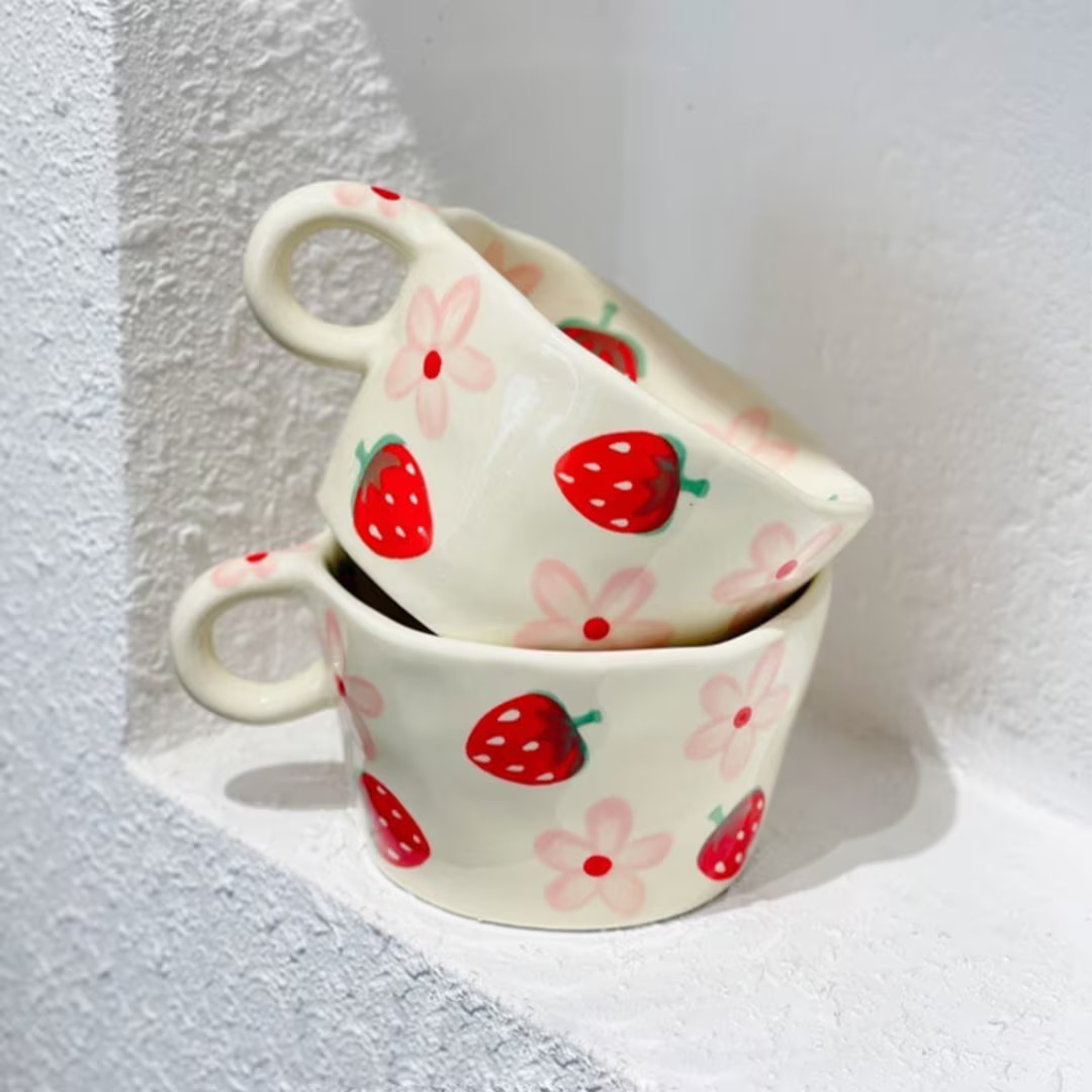 Cute Mug Strawberry Mug Handmade Ceramic Mug Kawaii Mug - Etsy | Etsy (US)