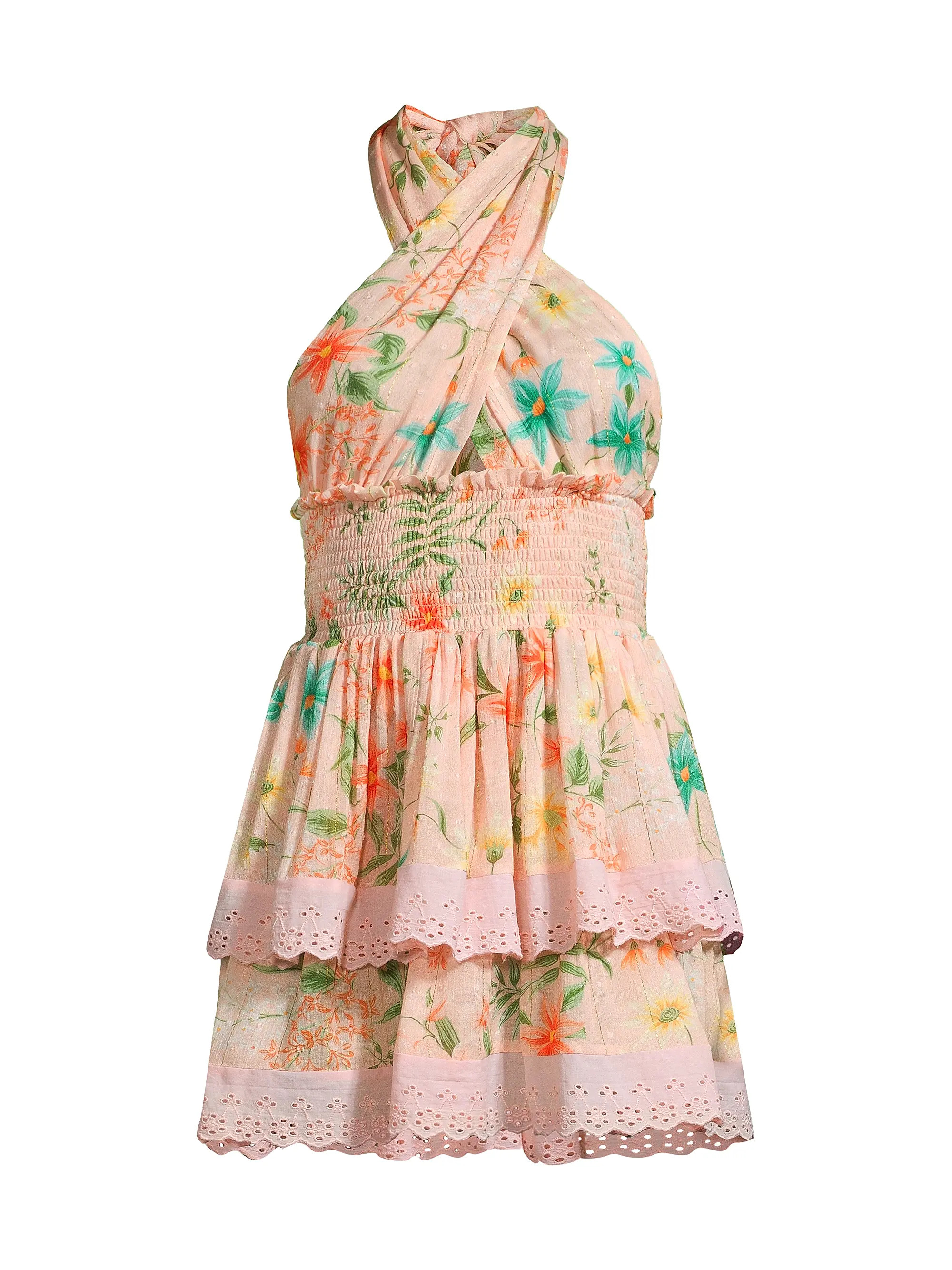 Nora Floral Ruffled Minidress | Saks Fifth Avenue