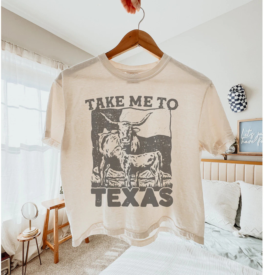 Western Boxy Tee Texas Crop Top for Women Western Boho Shirt Graphic Tee Cowboy Vintage T-shirt G... | Etsy (US)