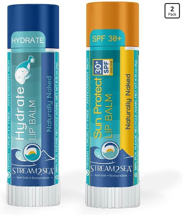 STREAM 2 SEA Naturally Naked Lip Balm Set - Reef Safe SPF 30 Unscented Hydrating Lip Care, Moistu... | Amazon (US)