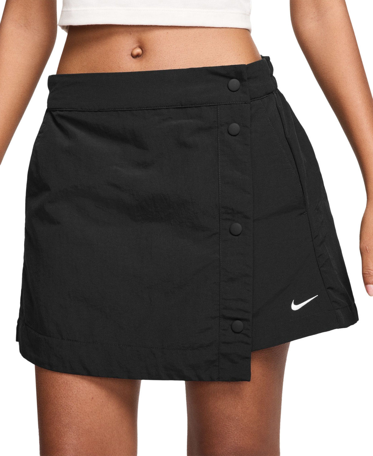 Nike Sportswear Women's Essential Mid-Rise Woven Skort - Black/white | Macy's