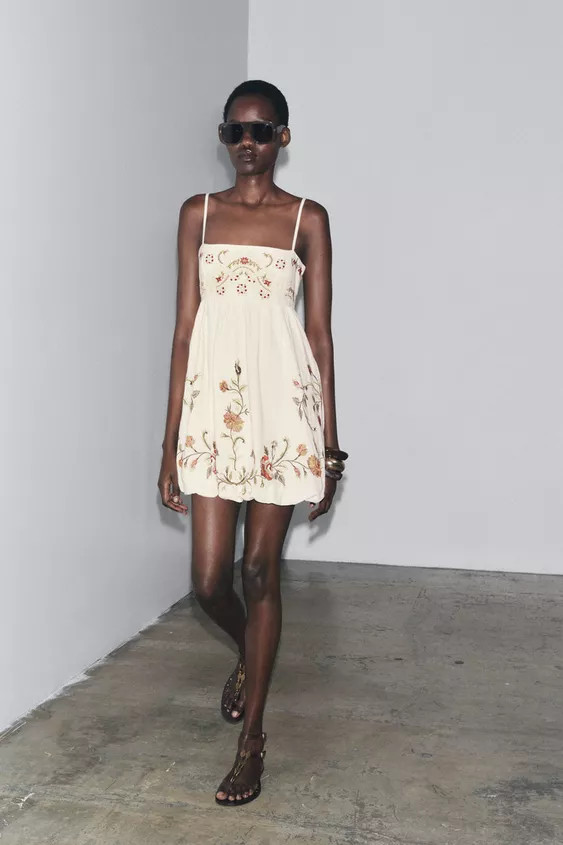 ZW COLLECTION EMBROIDERED SHORT DRESS | Zara US