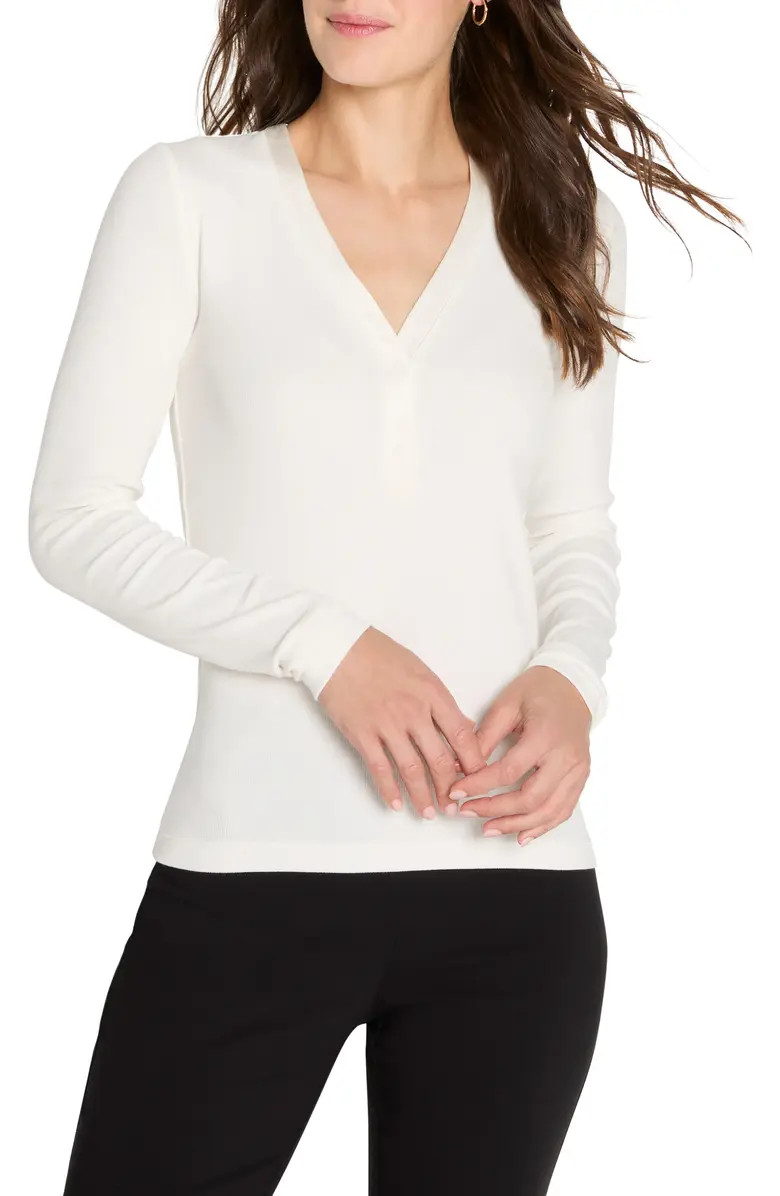 NIC+ZOE Trimmed Knit Rib V-Neck Top | Nordstrom | Nordstrom