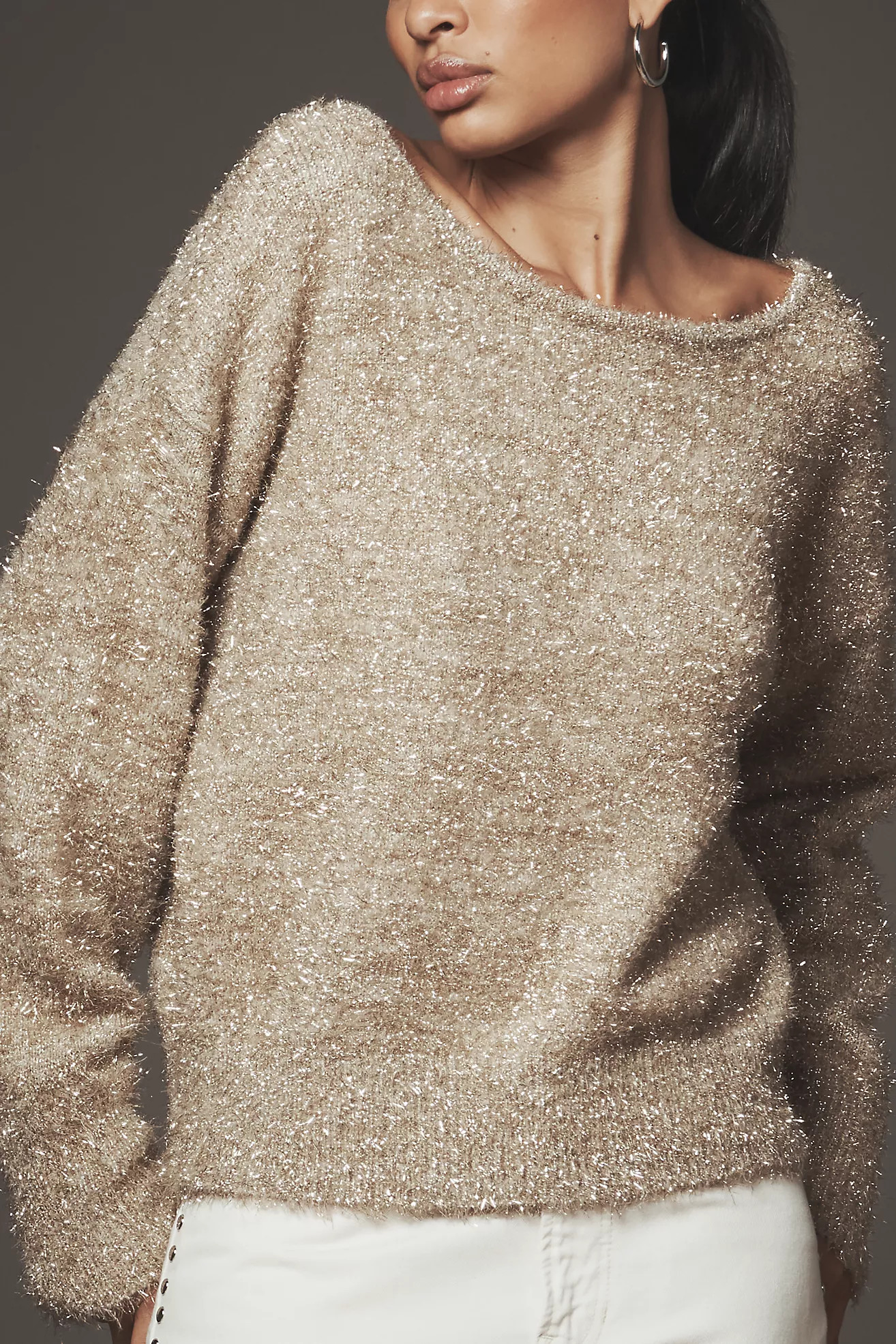 By Anthropologie Long-Sleeve Boatneck Tinsel Sweater | Anthropologie (US)