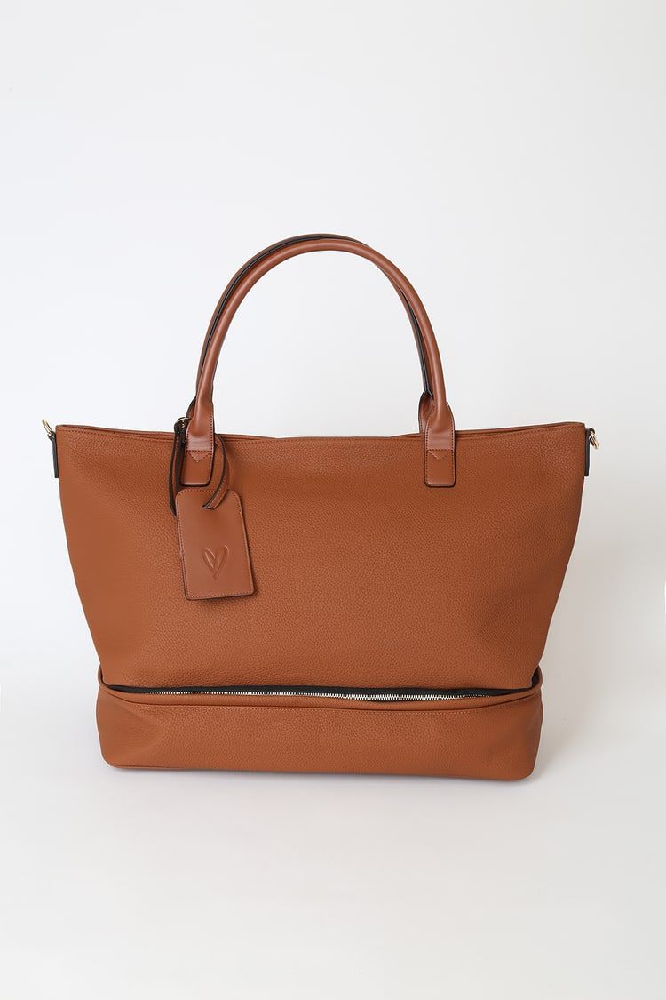 Weekend Traveler Cognac Tote Bag | Lulus (US)